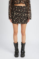 Women's Skirts Black Floral Lace Embroidery Mini Skirt