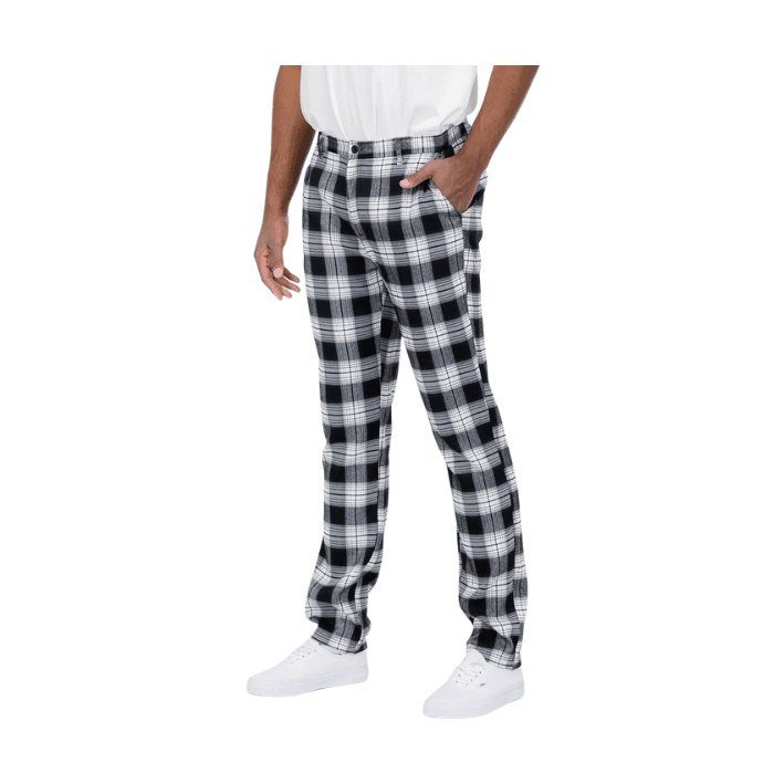 Men's black gray checkered pants from WEIV with a stylish plaid design for casual wear