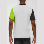 Men's Back View of Black Green Colorblock Tee by VacationGrabs with Stylish Design