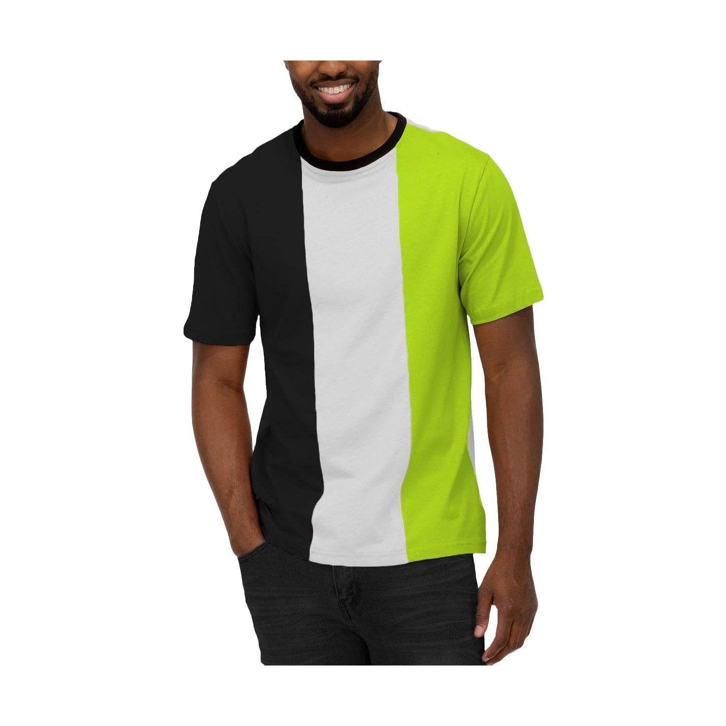 Men's black green colorblock tee featuring a stylish design for casual outings