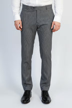 Black & Grey Micro-Patterned Fabric Trousers – front view