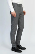 Black & Grey Micro-Patterned Fabric Trousers – detail view