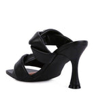 Stylish black heeled summer sandals with twisted straps and a comfortable heel for modern women's fashion
