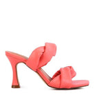 Stylish coral women's heeled sandals with bow detail for summer, perfect for any occasion