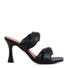 Rag Company black heeled summer sandals with a stylish twisted strap design and a comfortable heel