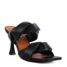 Stylish Rag Company black heeled summer sandals with twist design and comfortable cushioned sole