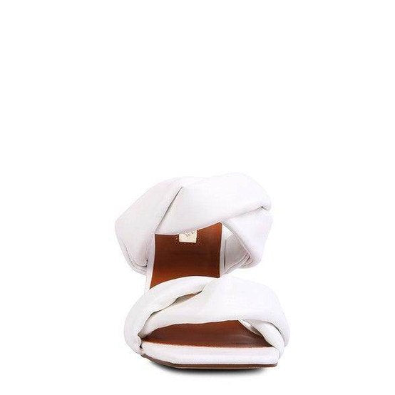 Stylish white women's heels featuring a trendy twisted design for summer wear