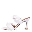 Stylish white women's heels with twisted straps perfect for summer, not the black heeled summer sandals