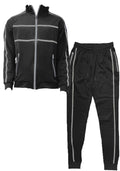 Black Jordan Tape Track Jacket Jogger Set - VacationGrabs