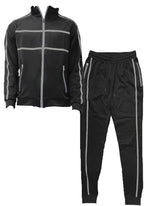 Black Jordan Tape Track Jacket Jogger Set - VacationGrabs