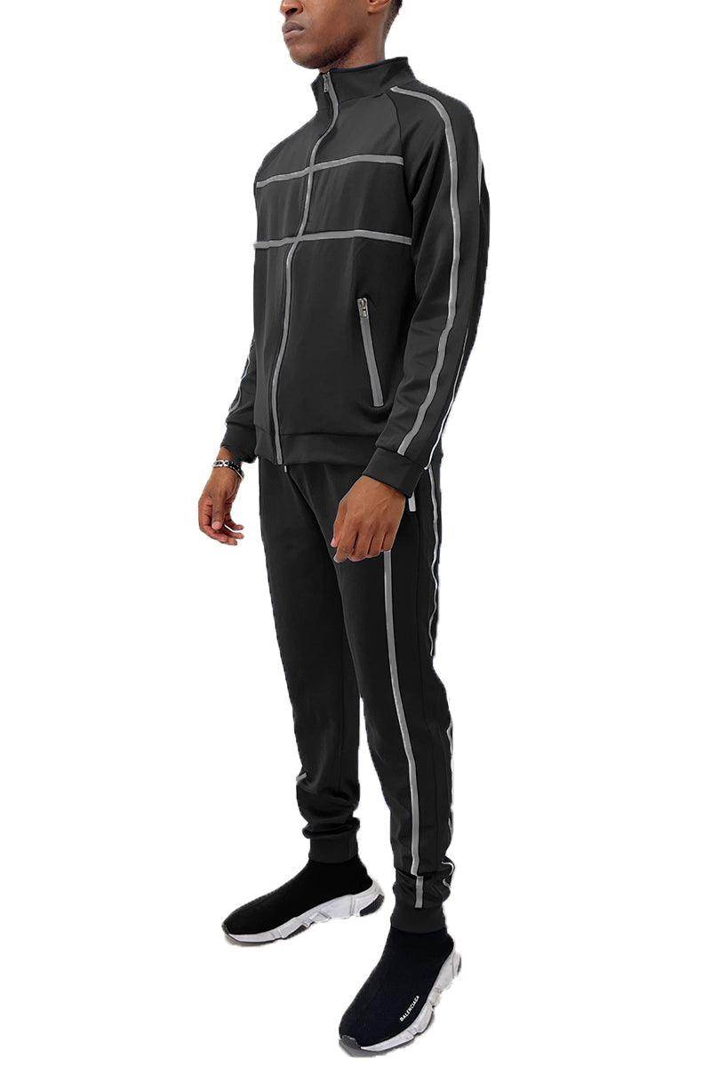 Black Jordan Tape Track Jacket Jogger Set - VacationGrabs