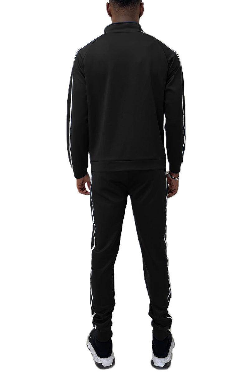 Black Jordan Tape Track Jacket Jogger Set - VacationGrabs