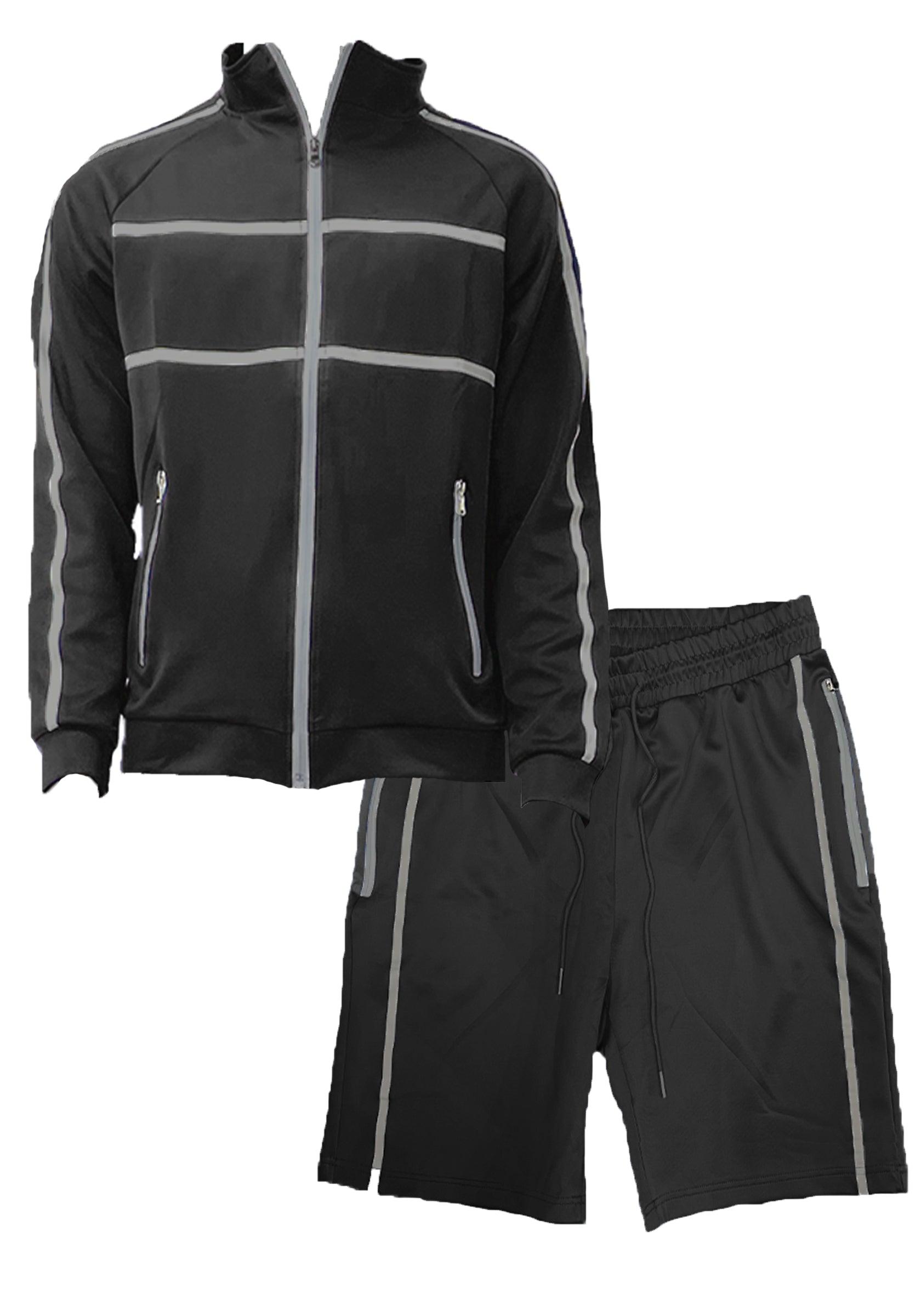 Men's 2PC Track Sets Black Jordan Track Jacket Short Set