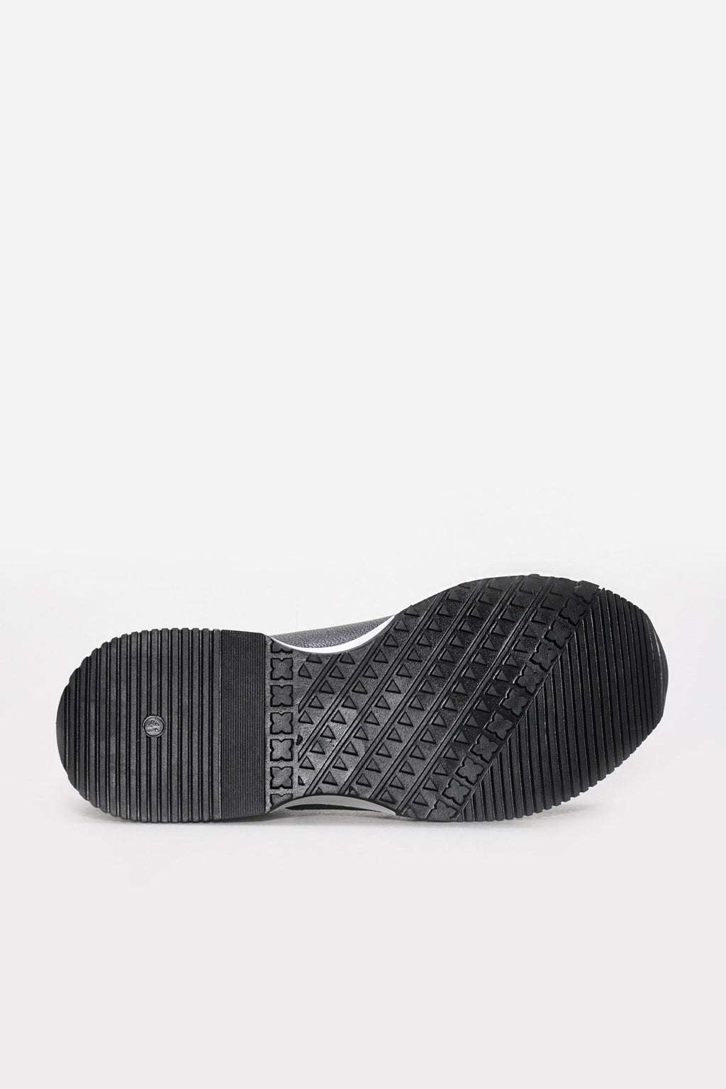 Black Leather Retro Runner Sneakers with White Sole – styled view
