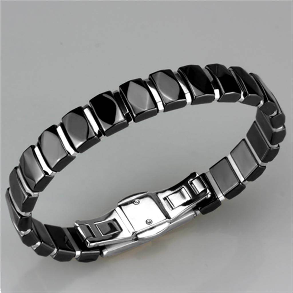 Stylish black link bracelet for women with a sleek design and durable clasp
