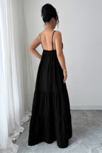 Black tiered maxi dress for women, perfect for casual outings
