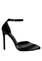 Rag Company black patent evening sandals with a sleek design and ankle strap for elegant styling
