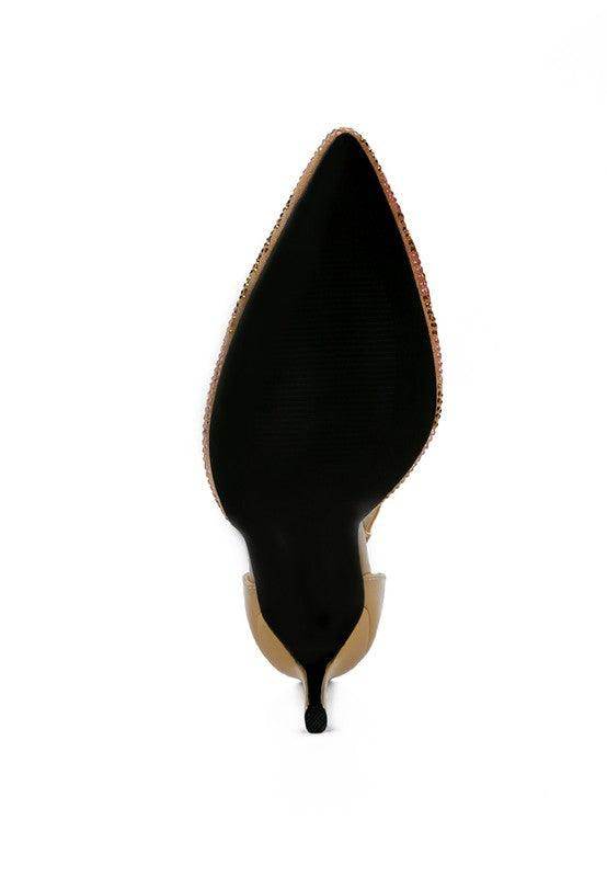 Sleek black patent evening sandals from Rag Company with a stylish pointed toe design