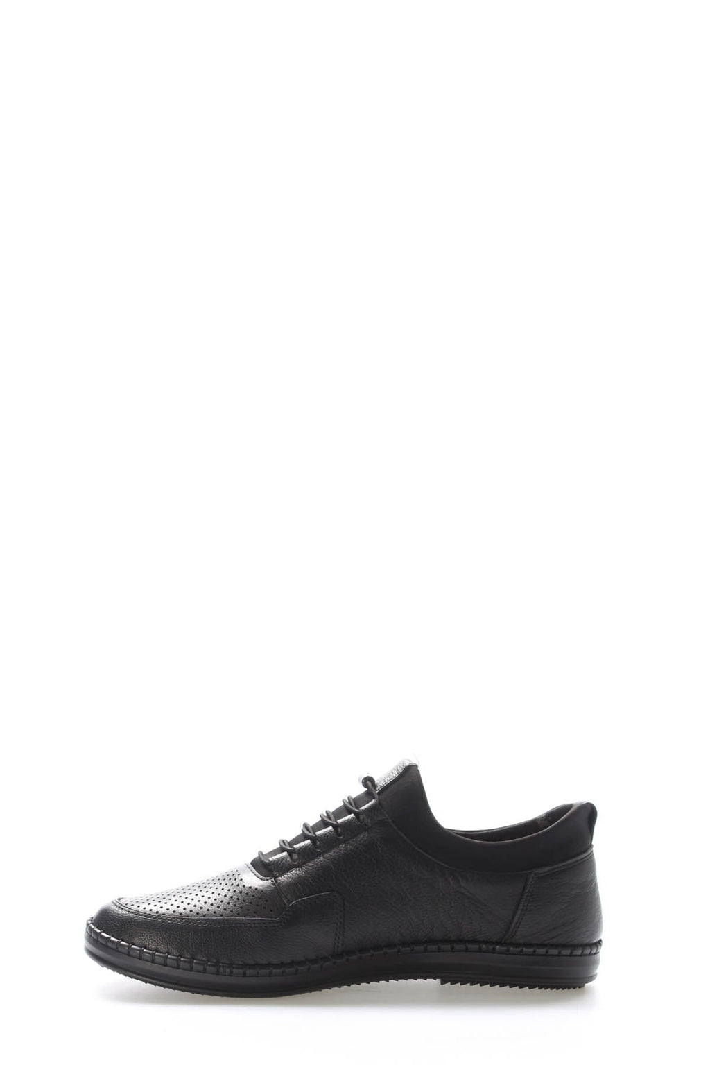 Black Perforated-Toe Leather Sneakers for Men – detail view