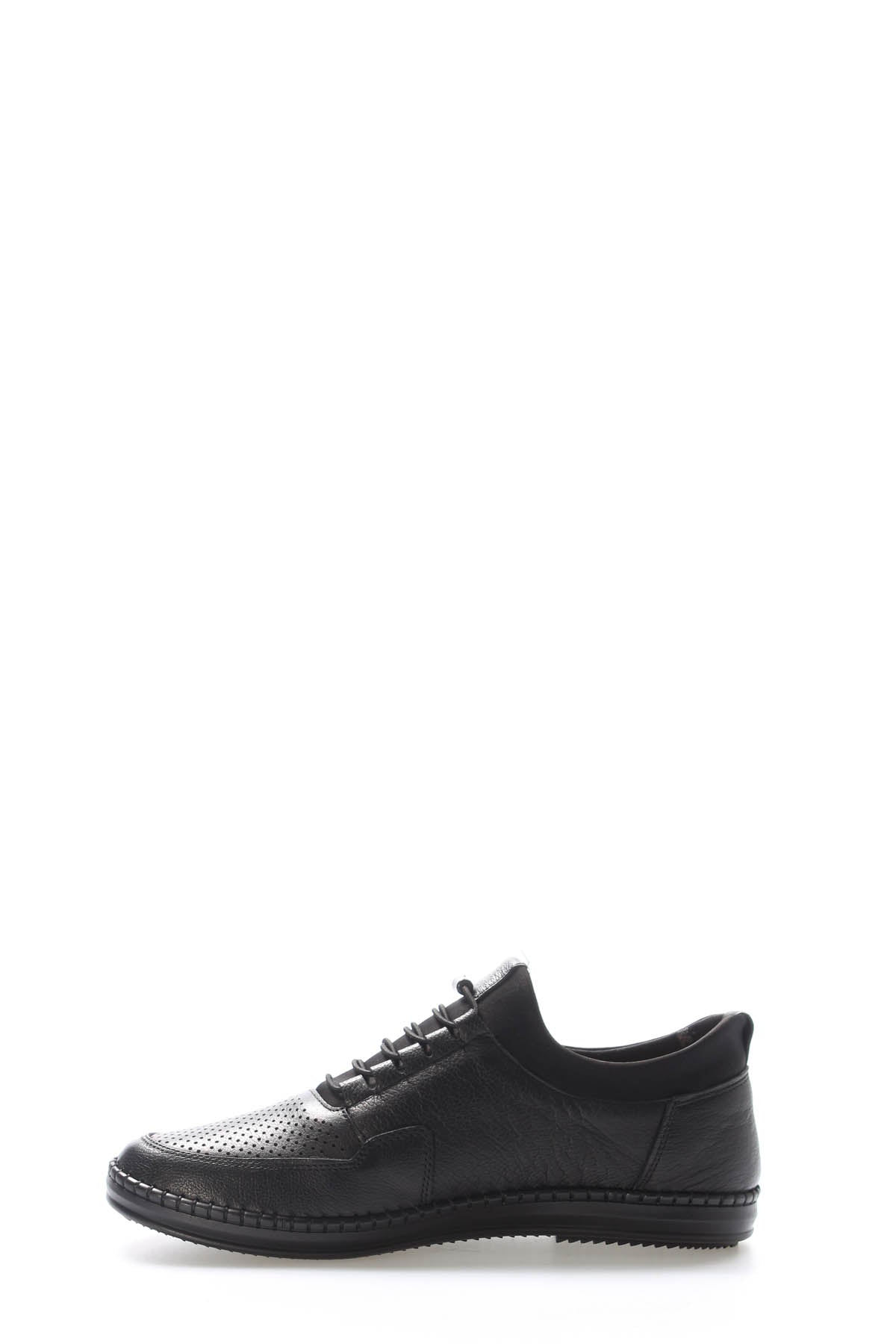 Black Perforated-Toe Leather Sneakers for Men – detail view