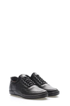 Black Perforated-Toe Leather Sneakers for Men – styled view