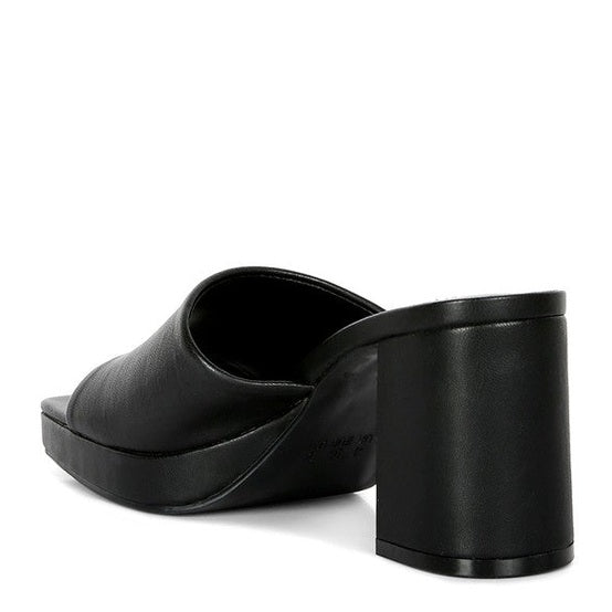 Rag Company black platform sandals for women with open toe and chunky block heel