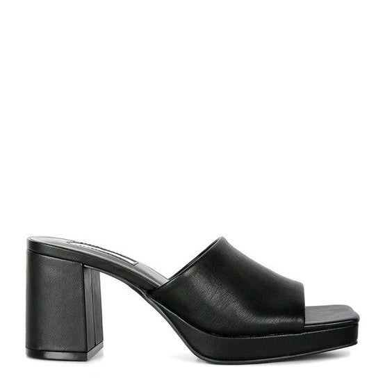 Rag Company black platform sandals for women with open toe and block heel