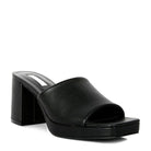 Rag Company black platform sandals for women with open toe and chunky heel