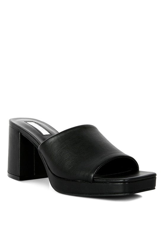 Rag Company black platform sandals for women with open toe and chunky heel