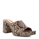 Rag Company women's sandals in snakeskin pattern with block heel and platform design