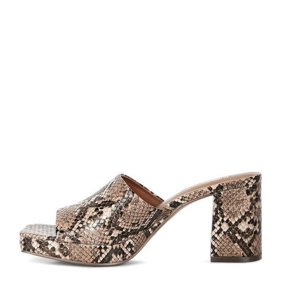 Rag Company women's snake print block heel open toe sandals black platform sandals for women