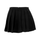 Black pleated mini skirt with high waist and zipper closure in back from VacationGrabs