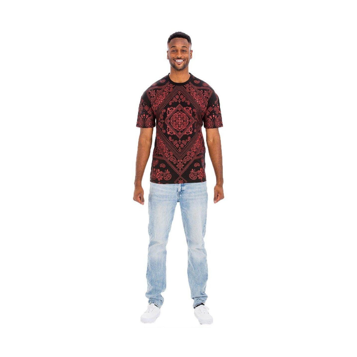 Black Red Bandana Print Tshirt - VacationGrabs