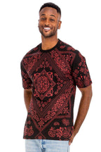 Black Red Bandana Print Tshirt - VacationGrabs