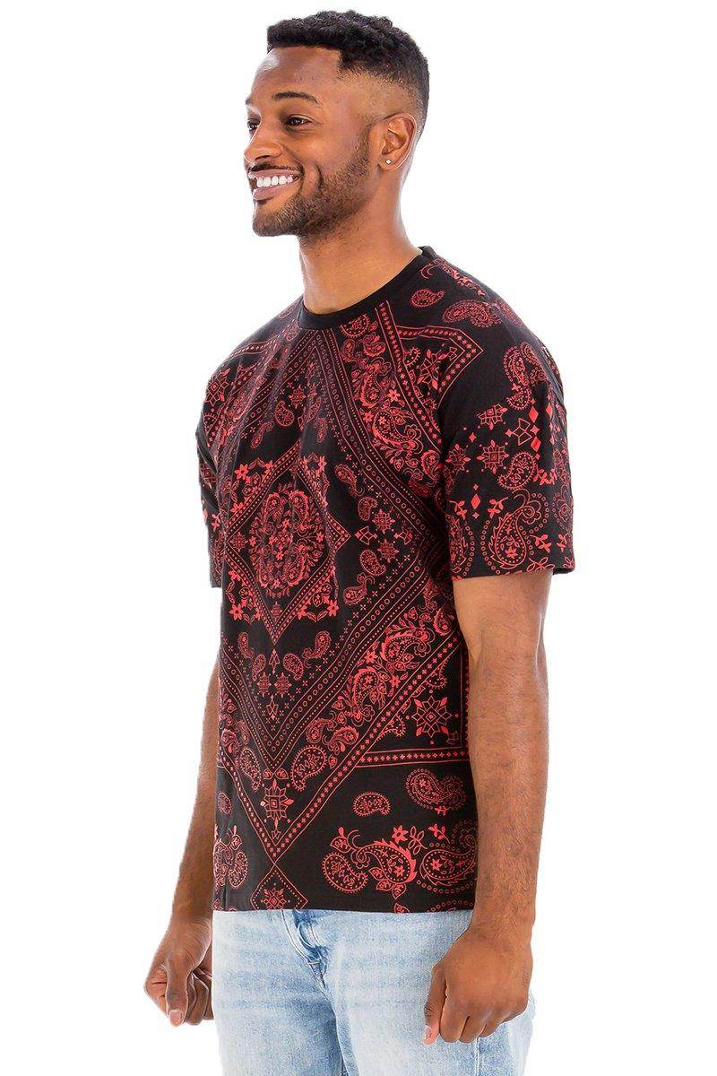 Black Red Bandana Print Tshirt - VacationGrabs