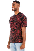 Men's Clothing Black Red Bandana Print Tshirt