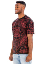 Black Red Bandana Print Tshirt - VacationGrabs