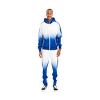 Men's White/Blue Full Zip Ombre Track Suit - VacationGrabs