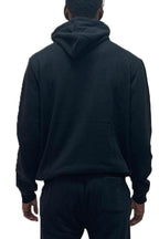 Men's black red pullover hoodie with adjustable drawstrings and soft fabric for comfort