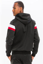 Men's 2PC Track Set in Black and Red with Comfortable Hoodie for Active Wear