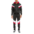 Men's 2PC black red track suit for men featuring a zip-up hoodie and comfortable joggers