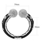 Elegant black rhodium bangle bracelet with sparkling crystal accents and unique shape