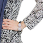 Stylish black rhodium bangle bracelet featuring sparkling bead accents for a chic look