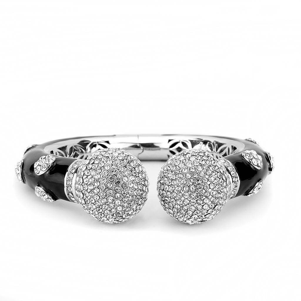 Elegant black rhodium bangle bracelet with sparkling crystal embellishments for women