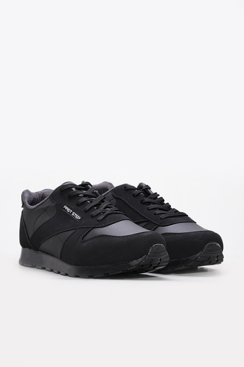 Black Rugged-Sole Panel Sneakers for Men – side view