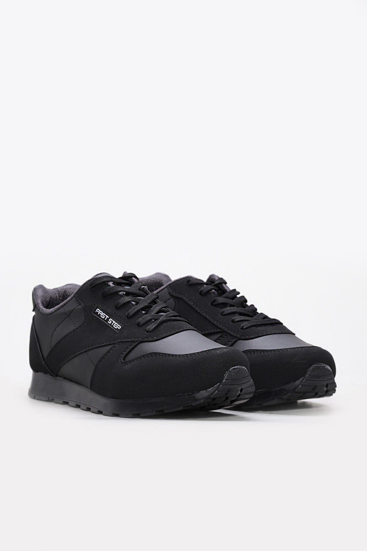 Black Rugged-Sole Panel Sneakers for Men – side view