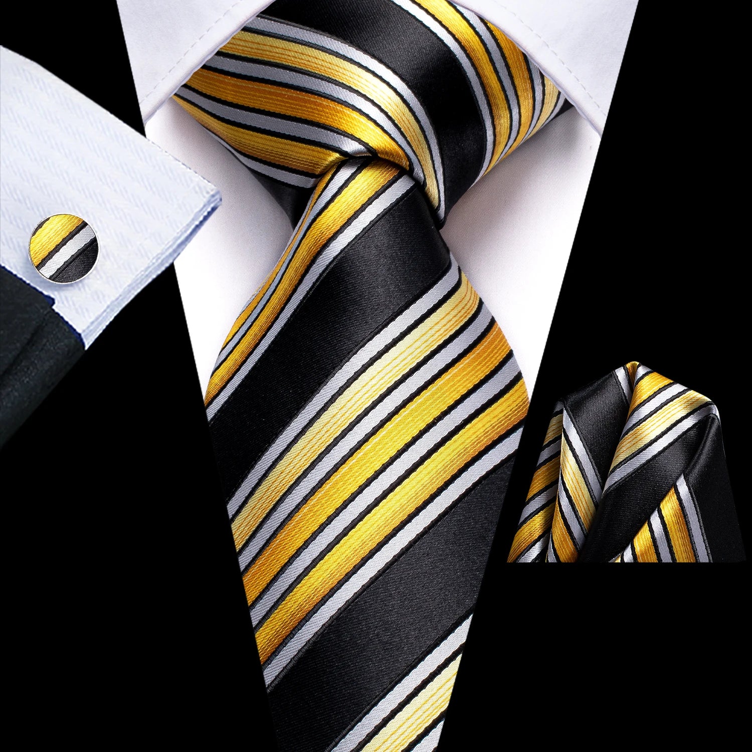 Black silk paisley tie for men, perfect for formal occasions
