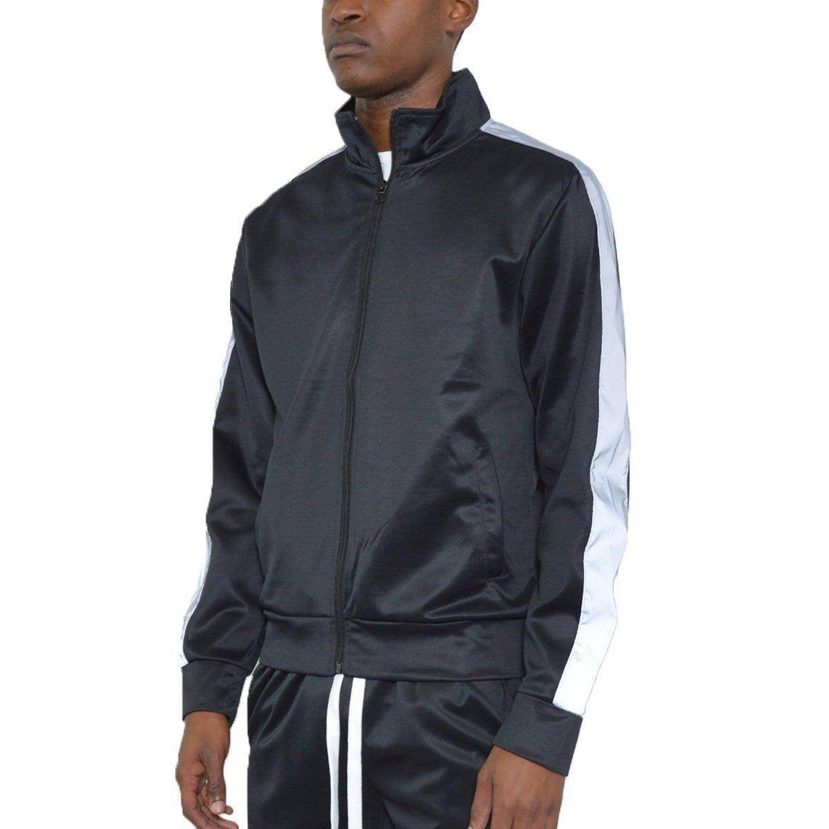 Black Single Stripe Track Jacket - VacationGrabs