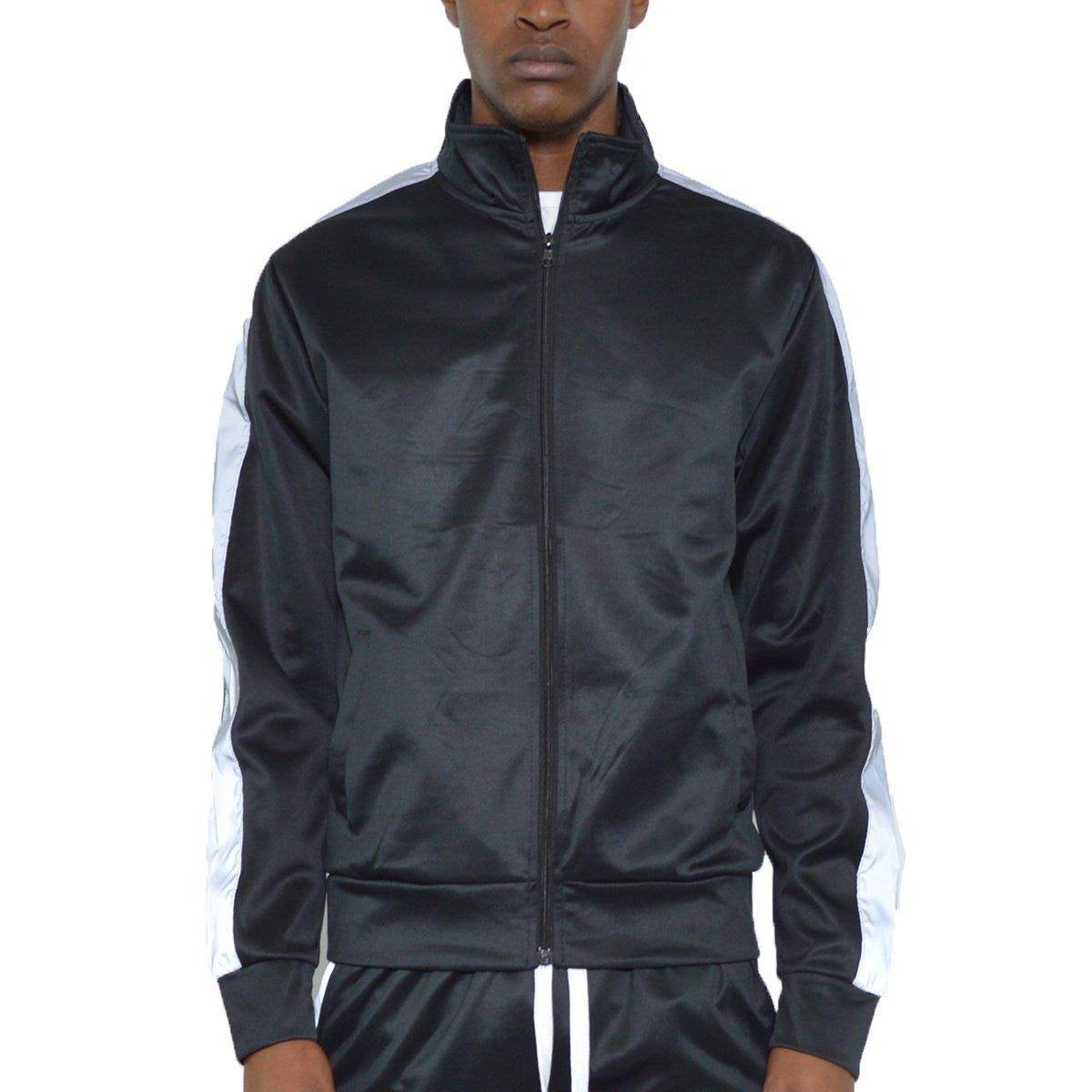 Black Single Stripe Track Jacket - VacationGrabs