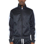 Black Single Stripe Track Jacket - VacationGrabs